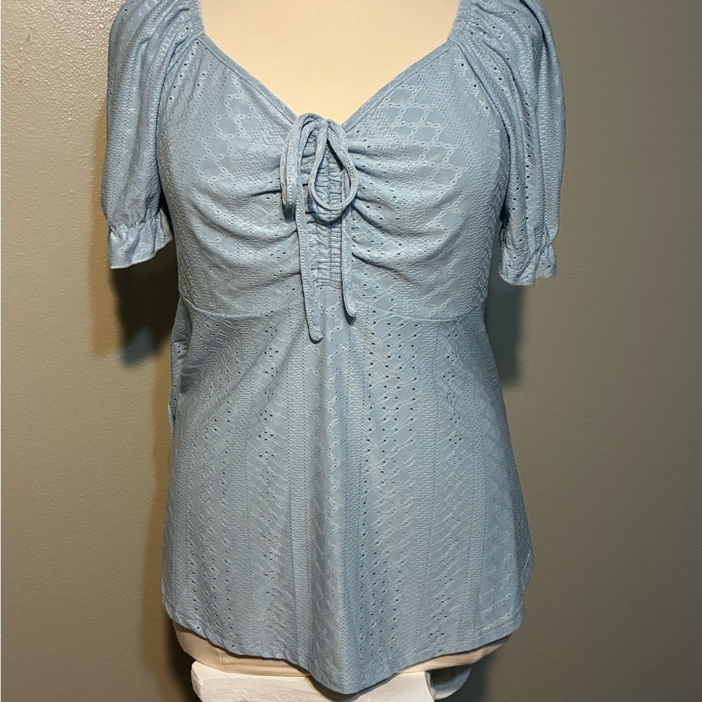 Light Blue Eyelet Women's Top